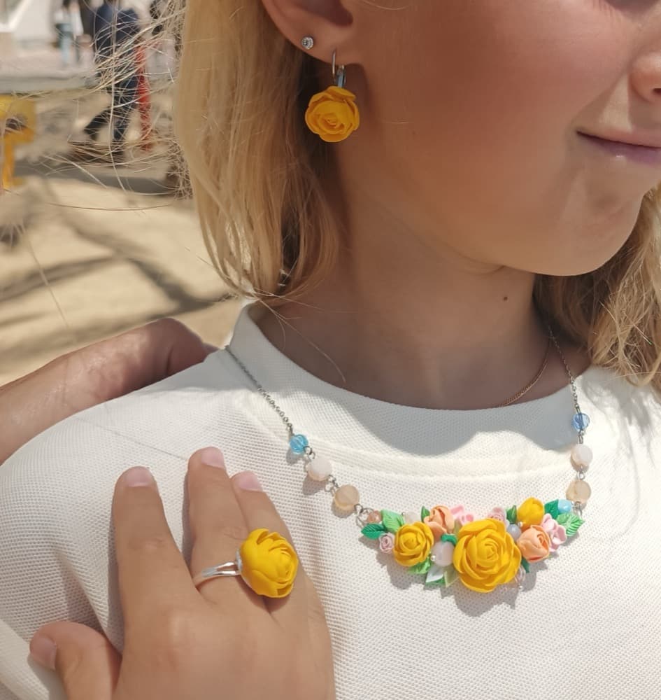 Yellow Rose Stud Earrings