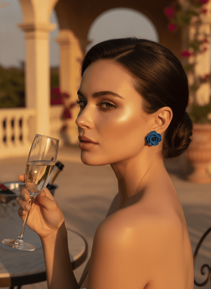 Dark Bloom Flower Earrings - Green miniatura 3