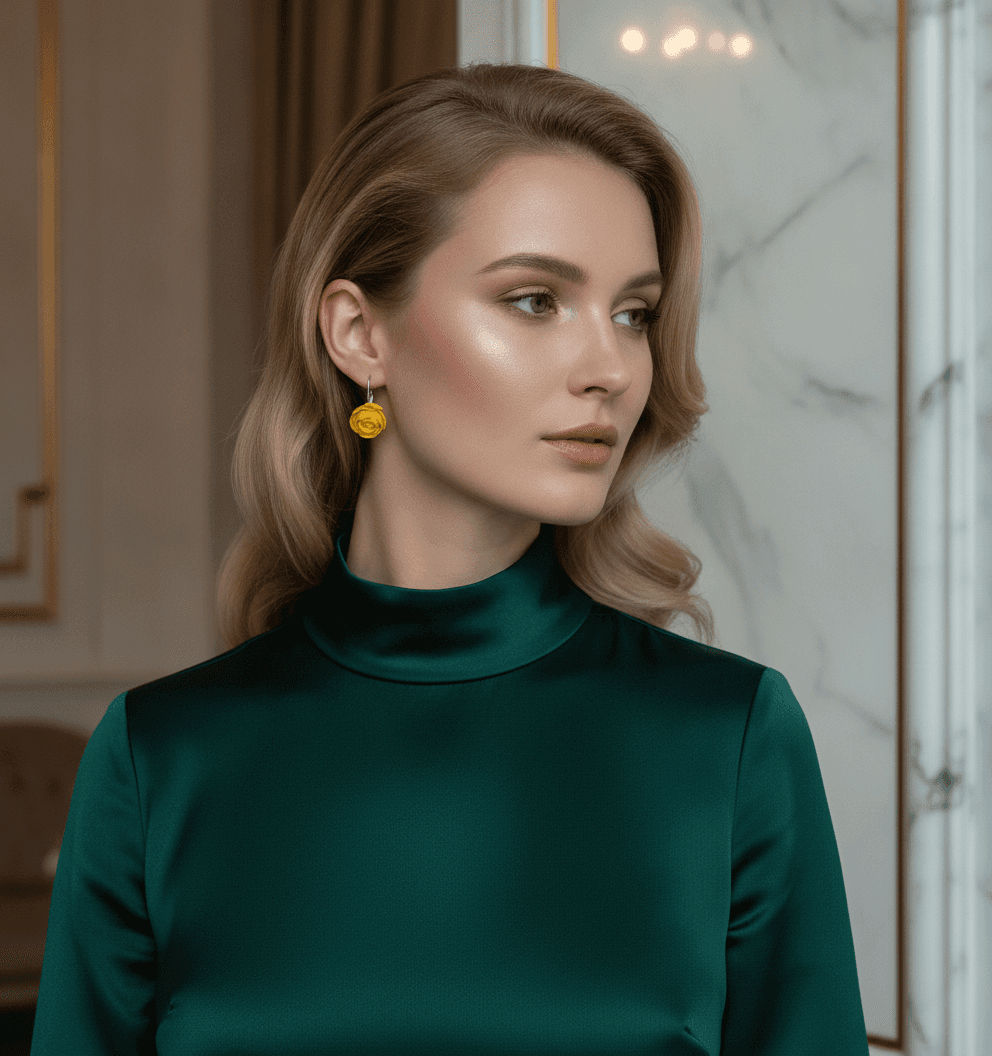 Yellow Rose Stud Earrings miniatura 2
