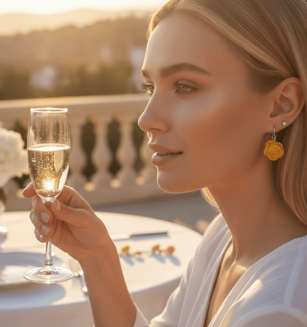 Yellow Rose Stud Earrings miniatura 3